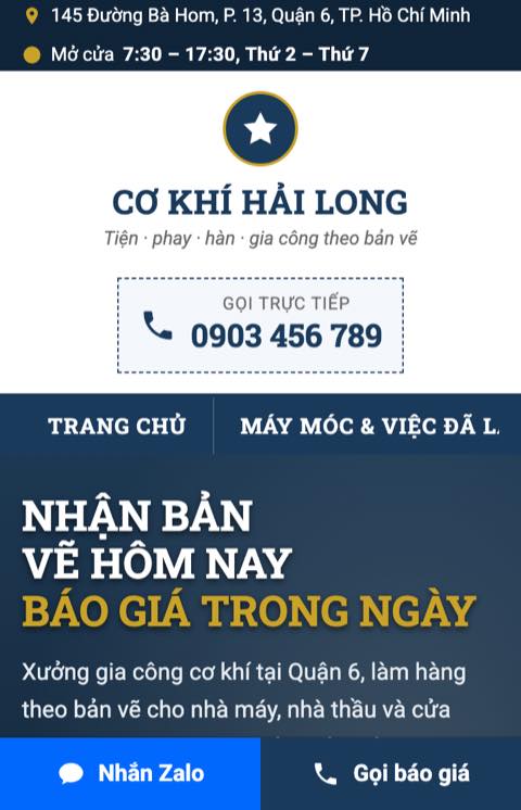 Trang mẫu — Cơ khí · sửa chữa