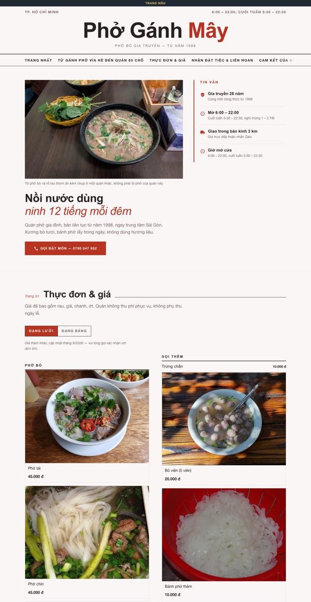 Trang mẫu dựng theo khung Trang Nhật