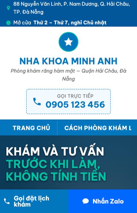 Trang mẫu — Phòng khám
