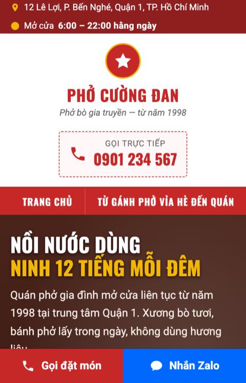 Trang mẫu — Quán ăn