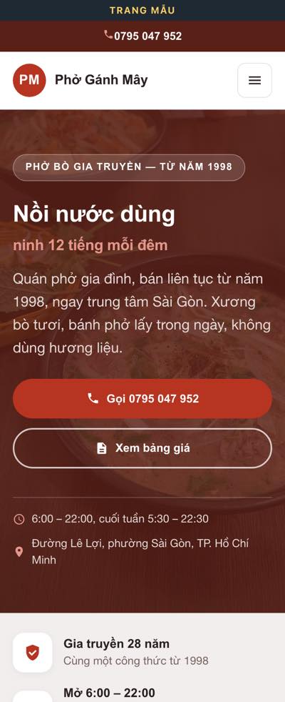 Trang mẫu — Quán ăn · tạp hoá