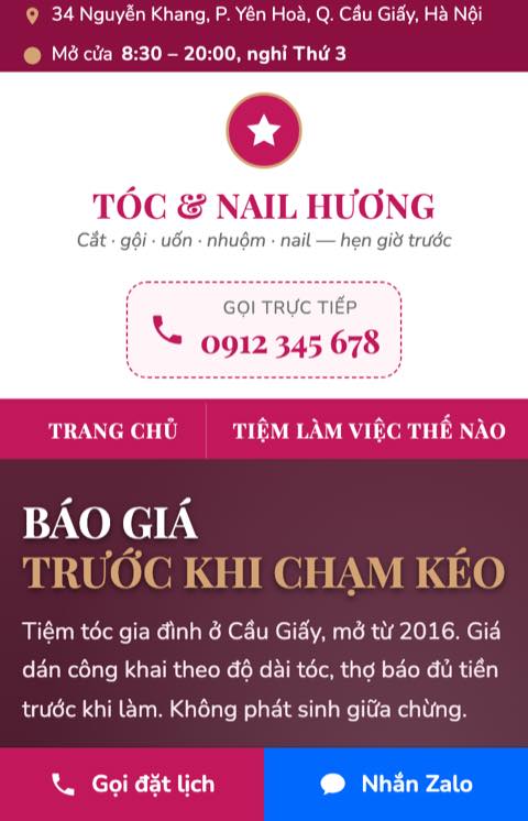 Trang mẫu — Tóc · nail
