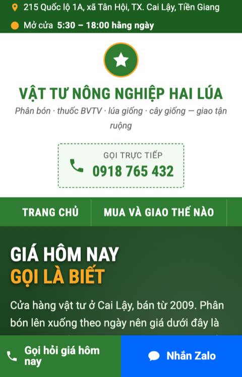 Trang mẫu — Cửa hàng vật tư